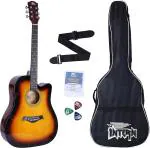 INTERN 41 inches Acoustic Guitar with truss rod. Includes carry bag, strings pack, strap & plectrums. Premium Wooden durable built, tonal stability & for all age-groups(Glossy Sunburst)