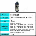 Formujet Sublimation Ink DTP Sub Black 1kg for Epson L800, L1800, L805, L850, L810, R230, T60, Tx 700, Tx 720, 1390 for Heat Transfer Printing on Ceramics and Clothes ( Black Color 1kg Set of 1 )