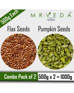 MR VEDA Flax Seeds and Pumpkin Seeds Natural Fiber, Protein and Boost Immunity 1 kg (Combo Pack of 2)
