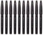 Pentel Arts Water Based Brush Sign Pen | Ideal For Modern Calligraphy & Decorative Writing | Black, Pack of 10 (SES15C)