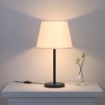 Divine Trends Black Polished Sleek Table Lamp with 10 inches Lampshade Off White
