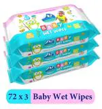 Glider Baby Wipes | Soft , Gentle Cleansing Wipes | Aloe Vera , Vitamin E ( Pack of 3 ( 216 Wipes )