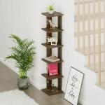 BLUEWUD Wudville Braine Engineered Wood Wall Mount Corner Shelf,Display Rack,(6 Square Shelves - Wenge)