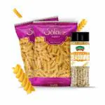 Solasz Fusilli Pasta with Seasoning aditionally Slow Dried Pasta for Indian Cooking (Pack of 2)