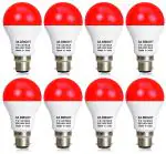 3A BRIGHT 9W B22 Round Red Led Bulb (Pack of 8)