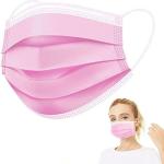 MEELANA Pink Non Woven Fabric 3 Ply Disposable with Adjustable Nose Pin Reusable Soft Ear Loop Use nd Throw Surgical Face Mask (16 x 2 x 9.5 Centimeters)