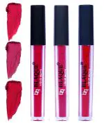 bq BLAQUE Matte Liquid Lipstick Combo of 3 Lip Color # 104-105-109 (Ruby Red, Dark & Bold Pink, Dark Pinkish Red, 12 ml)