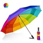 SHREE SANT ENTERPRISE Large Golf Umbrella Windproof - Oversized 54inch Double Layer Rainbow 10Ribs Folding Travel Umbrella Compact Auto Open Close for Rain Women/Men [ PACK OF 1 ]