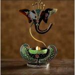 Fancy Cave Tea Light Candle Holder Metal Lord Ganesha Ganpati Home Decor Height 12 Inch, Washable Nice Attractive Colors