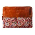 The Leather warehouse Leather & Fabric Kalamkari Compartment Handmade Unisex Laptop with Bag for Apple MacBook 15-16 inch (Red)