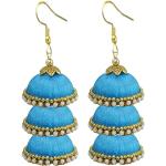SANJ JEWELRY FASHION Silk Thread Three Layer Hook Drop Jhumki Earrings For Women Hook Dangle Silk Dori Jhumka Earrings For Girls Beads Silk Dori Jhumki Hoop Earring, Earring Set
