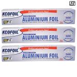 KCOFOIL Aluminium Foil 1Kg Gross| 500 deliwrap| 18micron| Food Wrapping, Packing, Grilling, Storing and Serving| Pack of 3