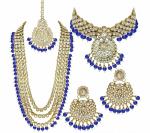 Gyaan Jewels Handmade Gold Plated Alloy Bridal Set Blue (Women, Girls) (Pack of 1) Free Size