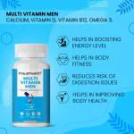 Fixuphealth Multivitamin Supplement tablets for Men Probiotics Vitamin D Vitamin B12 Omega 3 Natural Extract for Resveratrol Zinc Calcium Magnesium Veg 60 Tablets Pack Of 1