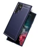 Golden Sand Carbon Fibre Case for Samsung Galaxy S22 Ultra 5G Back Cover Case, Shockproof Rugged Durable Drop Protection Tested for Samsung Galaxy S22 Ultra 5G, Phantom Blue