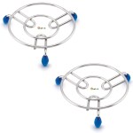 Chefkit Stainless Steel Anti-Skid Round Trivet | Pot Mat Stand for Kitchen | Round Steamer Rack | Table Ring Stand | Pot Matka Planter Stand Planter (Set of 2)