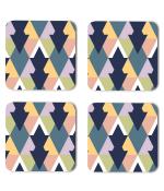 Whats Your Kick Pattern Design Abstract Pattern Colorful Design Printed Set of 4 Coaster With Metal Stand