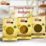 Just Half Spoon Triple Spice Delight - Coriander, Cumin, Black Pepper powder (3 x 100gms)