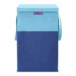 PrettyKrafts Blue Folding Laundry Basket for Clothes with Lid and Handle 75 L