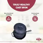 Rock Tawa Frying Pan 10 Inch/2 Litre with Lid Preseasoned Cast Iron Skillet