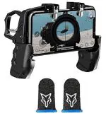 Gizitacore K21 Gun Trigger PUBG Mobile Game Controller 4 Finger Operations/Fast Shooting L1R1 Button Gamepad With Blue Logo Thumb & Finger Sleeve for Mobile Game, Anti-Sweat & Breathable for Pubg. [video game]
