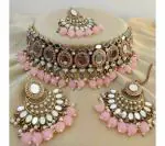 Gyaan Jewels Handmade Gold Plated Alloy Earring and Necklace Set Pink (Women) (Pack of 1) Free Size