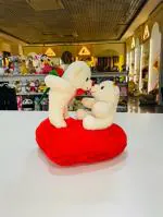 FUN ZOO Kissing Couple Teddy Bear Pair On Heart Soft Toy | Valentine Gift for Boy Friend | Special Romantic Valentine Gift for Husband & Wife