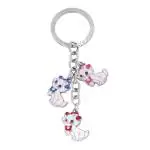 GCT Cat Pet Animal Lover Cartoon (KC-0109) White Metal Keychain for Car Bike Girls Men Women Keyring