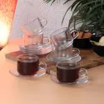 Ceradeco Transparent Tea Coffee Set Cup Saucer Set