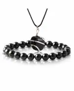 Reikved Black Tourmaline Bracelet Zodiac Scorpio Birthstone With Tumble Pendant