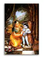 Tamatina Multicolor Kerala Mural Art Unframed Jai Shree Krishna Art Canvas Painting - 36X24 Inch