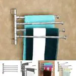 MOTIQO Stainless Steel 4-Arm Bathroom Swing Hanger Towel Rack/Holder for Bathroom/Towel Stand/Bathroom Accessories Chrome Finish -PACK-01
