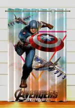 Dc Decastle Avengers Digital printed 152 cm (5 ft) Polyester Room Darkening Window Curtain (Pack Of 2) (3D Printed, Captain America)