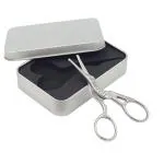 MAYCREATE Nose Trimmer for Men Nose Hair Scissors Kit, Stainless Steel Small Beauty Eyebrow Scissors, Safety Blunt Tip Scissors for Facial Hair Moustache Beard, with Storage Box (silver)