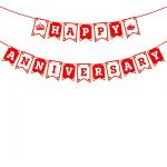 Zyozique Red & White Happy Anniversary Banner - Anniversary Decoration Banner