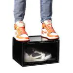 SNEAKARE Shoe Storage Organizer, Set of 1 Black Heavy-Duty Sneaker Box, Stackable Storage Box with Magnetic Closure, Multipurpose Large Storage Box, Fits Size UK14, Plastic