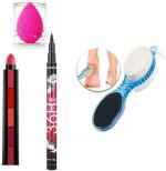 BUYTYA HDA36 H Pen Eyeliner, 5 in 1 Lipsticks, 4 in 1 Foot File with Pumice Stone Scrub