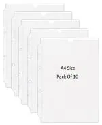 Shining Zon PVC Margin Punch Folder File Plastic Sheet Thick Sleeves Folder File for A4 Size Document Certificate with 2 Punch Holes & Tab Cut Transparent (Pack of 10)