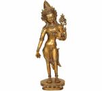 Idol Collections Gold Brass Tibet Buddhist Bodhisattva Standing Avalokiteshwara Buddha, 17.5 Inch