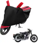 Auto Hub Bike Cover for Royal Enfield Battle Green , Dustproof UV Protection water resistant Custom Fit Cover-(Black-Red)
