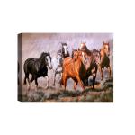 SHASWAT ART Lucky Running vastu Seven Horses Canvas Painting with Wooden Box Frame for Living Room, Bed Room, Office, Hotels (46cm x 61cm)
