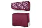The Furnishing Tree 2 Ton Maroon and White Floral Pattern PVC Indoor and Outdoor Split Ac Cover ( 26.6 x 114 x 33 cm ) ( CTTFT_Split_inout_2Ton_Maroon_BB71 )