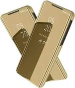 Aloin Samsung Galaxy S7 Edge Gold Polycarbonate S-View Mirror Stand Flip Cover