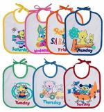 Mom's Pride Cute Baby Multicolor Cotton, Pvc Baby Double Layered Waterproof Soft Bib (Pack Of 6)