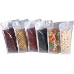 Pocheon - 450 Gm - 50 Pcs Silver Transparent Reusable Stand up Zip Lock Storage Pouch