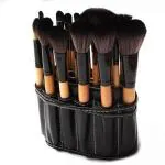 AVTY Professional 32 Pcs Wooden Make Up Brushes Set With PU Leather Roll on Pouch (Pack of 32)