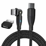 Verilux 5.9ft USB C Cable 2 in 1 USB C Charging Cable with USB A Converter PD 100W Fast Charging Cable Support Data Transfer 180 Degree Rotatable Plug Nylon Woven TYPE C Cable for Phone, USB C Device