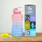 FITBOTT Tritan Sports Water Bottle with Motivational Time Marker - (Blue-Pink, 2 Litre)