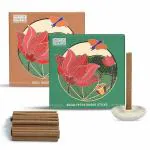 HELP US GREEN Fragrance Khus and Eucalypytus Flavour Dhoop Sticks for Pooja (50 pcs), Pack of 2 Dhup Batti with Holder, Agarbatti, Incense Stick, Sandal, Cones, Cup, Sambrani (25 Sticks/pack)