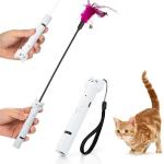 Qpets Cat Chasing Toy,USB LED Laser Pointer for Chasing Interactive Cat Toys 4 in 1 LED Laser Pen Checking Cat Skin/White Light Illumination/5 Patterns